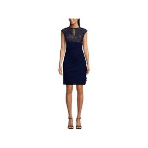 B&A  BY BETSY & ADAM Womens Navy Cap Sleeve Above The Knee Sheath Dress 6